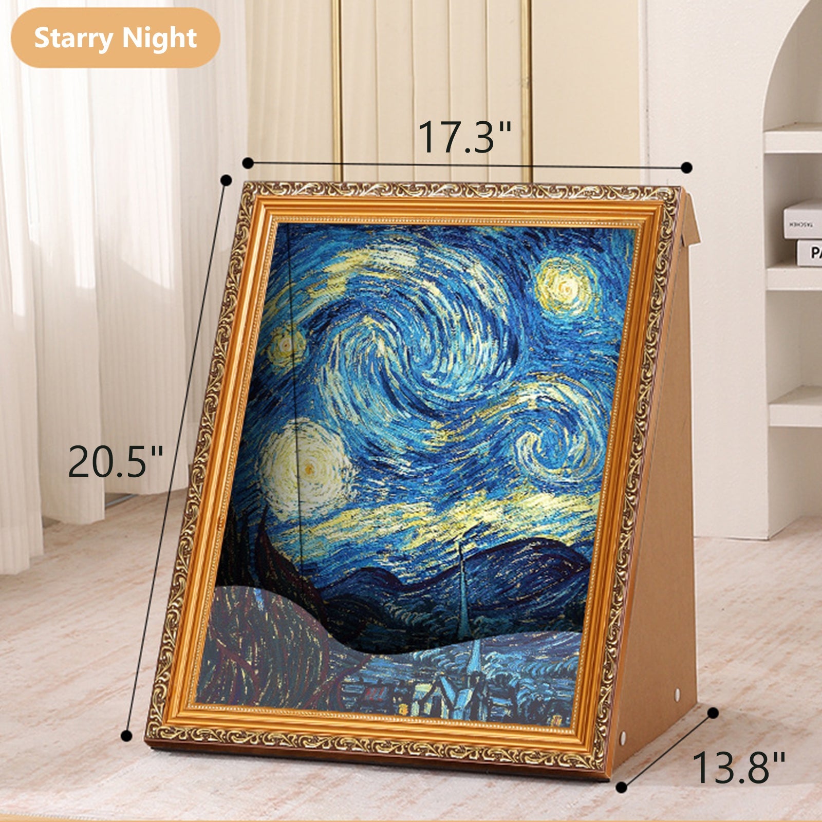 HOOMLET® Framed Cat Scratcher Bed with Oil Painting Style