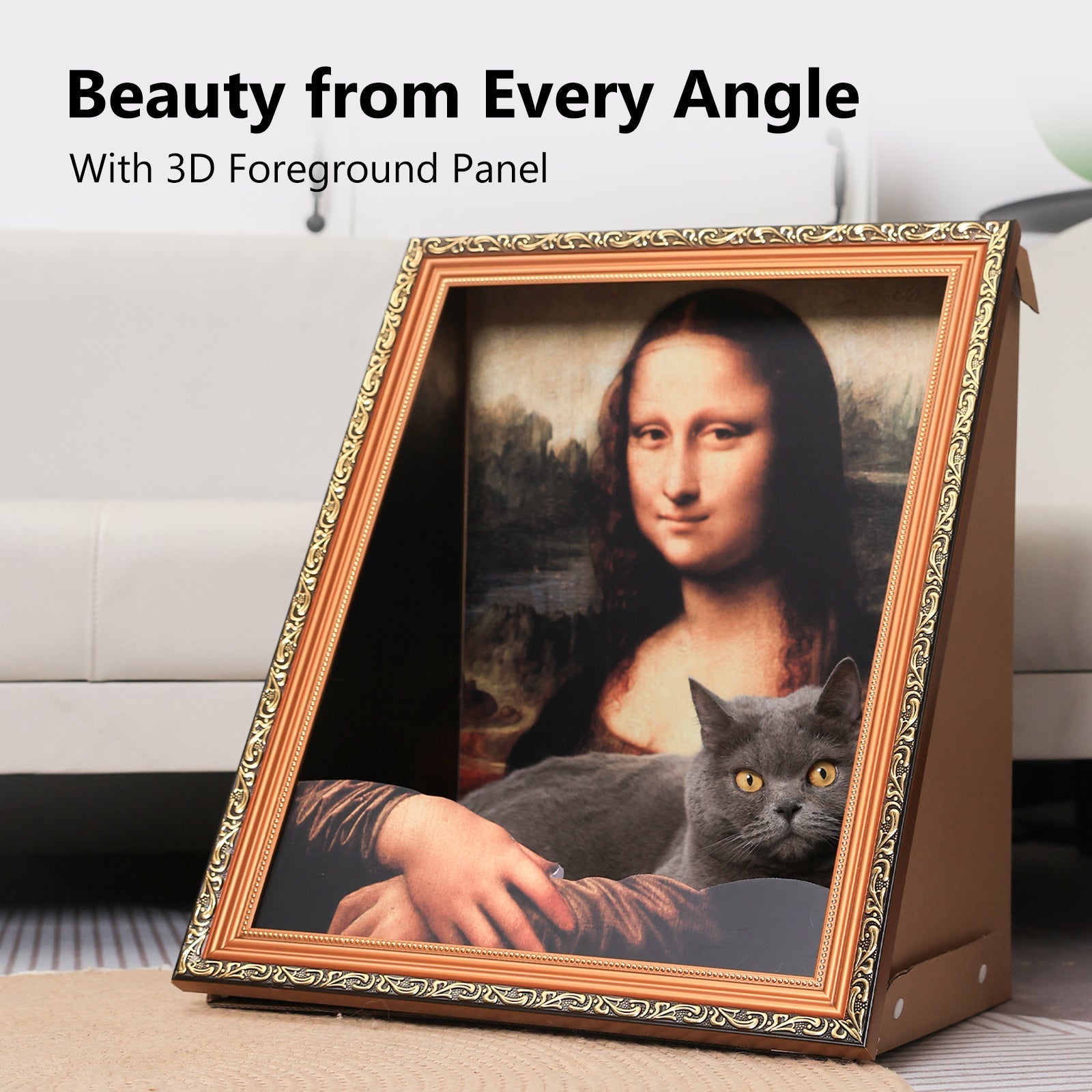 HOOMLET® Framed Cat Scratcher Bed with Oil Painting Style