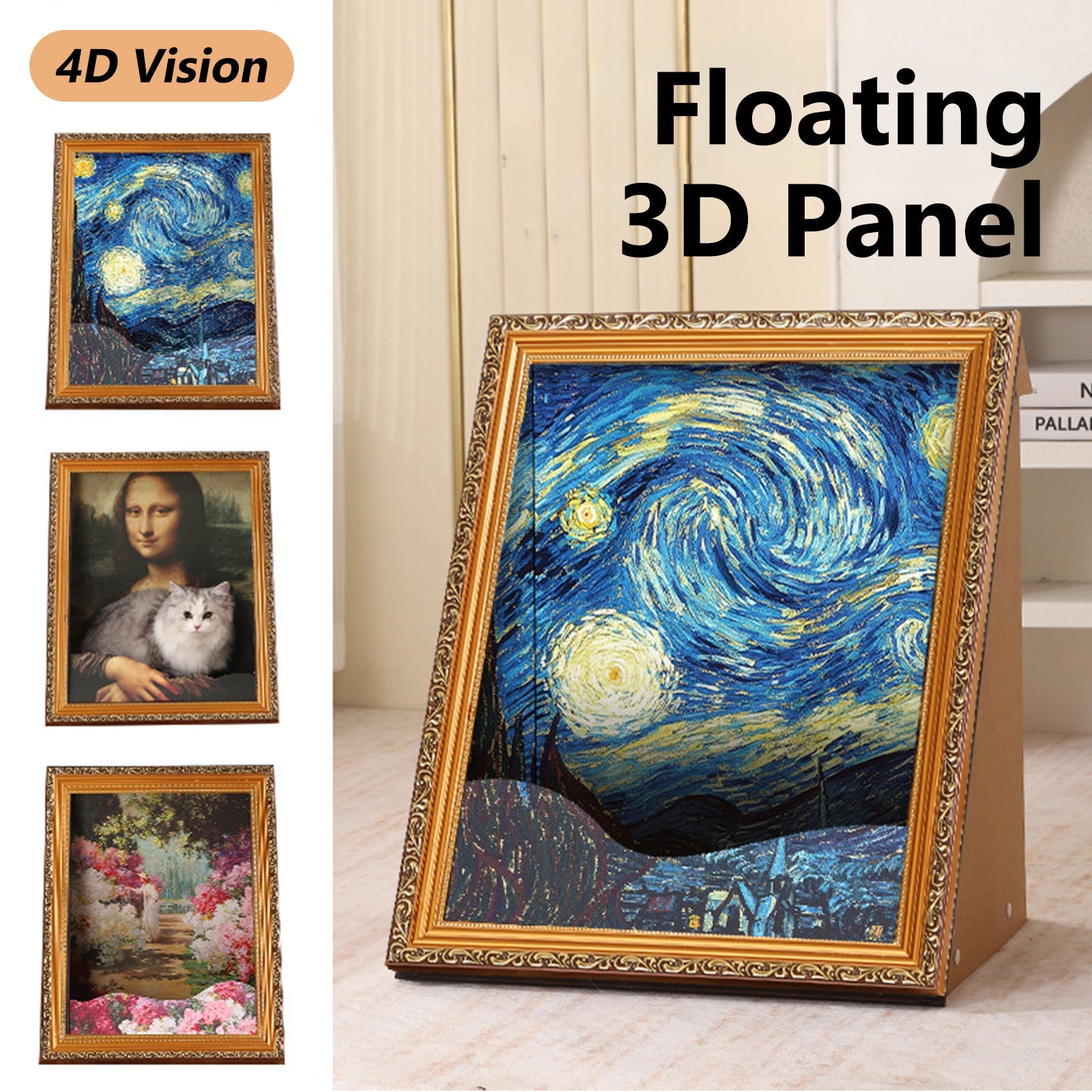 HOOMLET® Framed Cat Scratcher Bed with Oil Painting Style