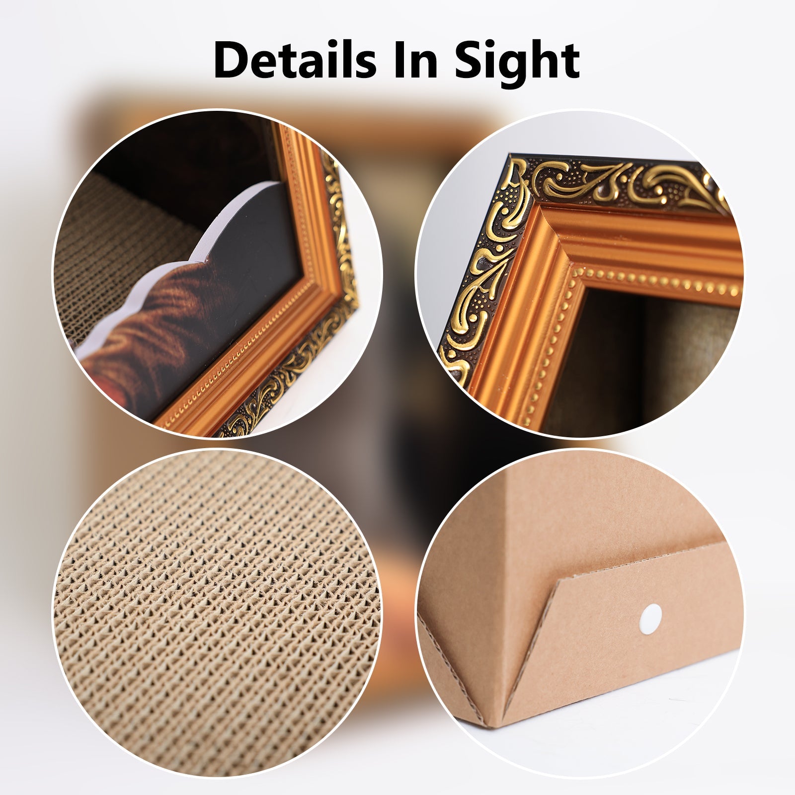 HOOMLET® Framed Cat Scratcher Bed with Oil Painting Style